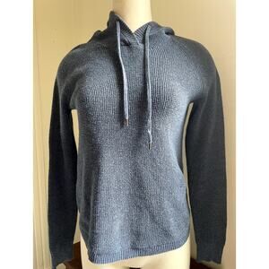 Lauren Ralph Lauren Womens Small/Petite Sweater Hooded Waffle Knit Blue